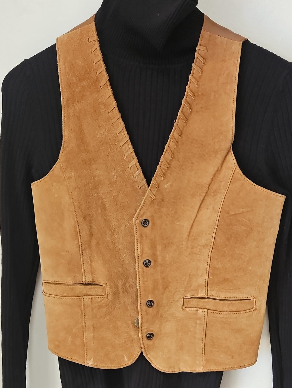 VINTAGE Girls Suede Vest Prairie & Western